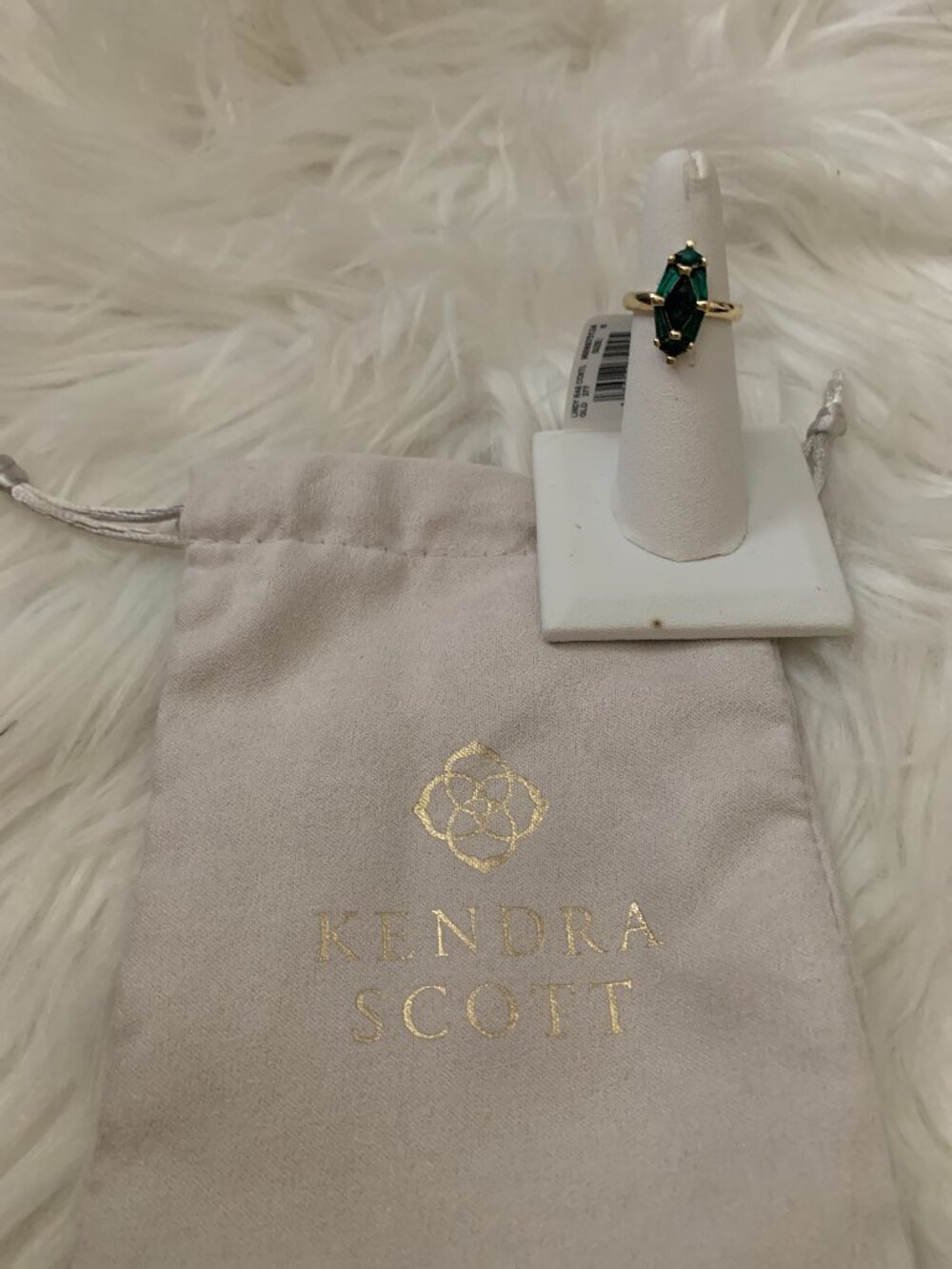 KENDRA SCOTT Lindy Rae Elyse Gold Cocktail Ring in Green Crystal RING SIZE 6